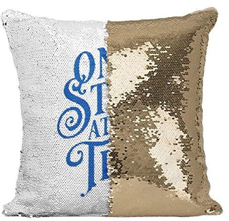 Fabulous Kissen mit Paillettenbezug Gold One Step at a Time Typografie Lettering Quotes