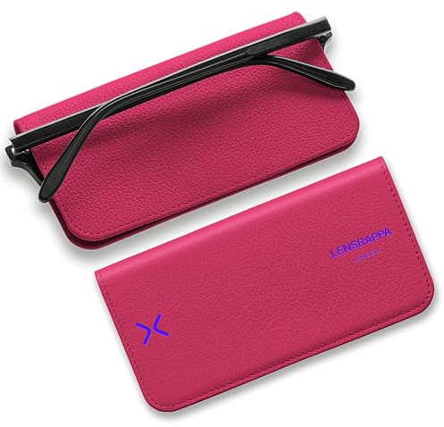 Lensrappa Luxury Slim Leather Glasses Case | Handmade Full-Grain Leather Eyewear Wrap with Magnetic Closure & Gift Box | Ultra-Slim Protective Case in 9 Elegant Colours