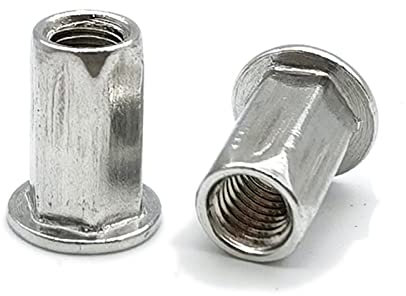 Tuerca de remache de aleación de aluminio M3 M4 M5 M6 M8 M10 M12 Tuerca de remache hexagonal redonda Cabeza plana métrica Inserto de rosca ciega Remache de tapa roscada ( Color : Hex Type , Size : M3-
