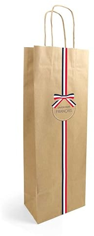 emballage garrigou 50 Sacs bouteille vin papier kraft brun « savoir-faire Français » 150 x 85 x 395 m/m cadeaux souvenirs commerce made in France terroir