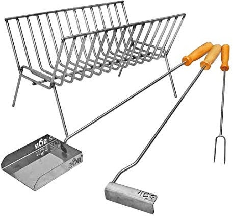 Argentine Grill asado brasero parrilla acero inoxidable Premium Brasero + pala, póquer y tenedor Kit