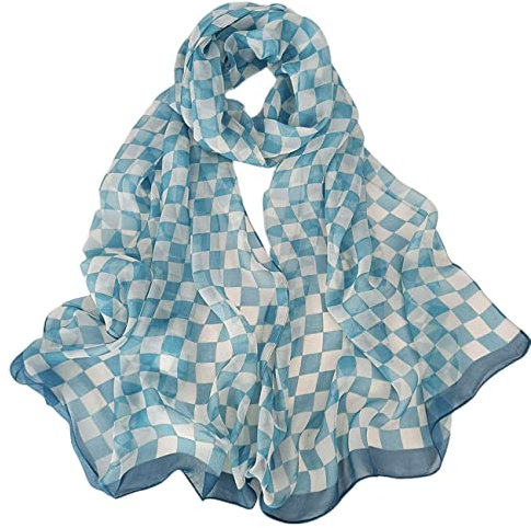FAIRYGATE Halstuch Damen Schal Damen Blau Seidentuch Haare Schals und Tücher Seiden Tuch Hochwertiger Schal für Damen Mädchen Halstuch Umschlagstuch Pashmina Weicher Stola für Abendkleid A4323