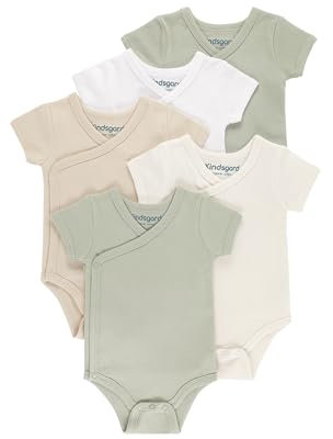 Kindsgard Wickelbody 5er-Pack Kurzarm Mix Beige - Größe 74 - Baby Body Kurzarm - Einfaches An- & Ausziehen - Zertifiziert nach Oeko-TEX Standard