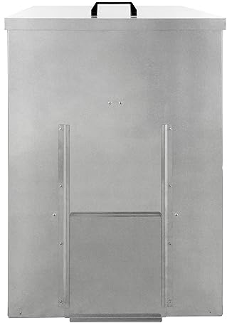 Carbonera 150kg 300L de Acero Galvanizado Inoxidable a Prueba de Roedores Almacenamiento Combustible Depósito de Carbón Leñero Almacén con Puerta Corredera Tapa Abisagrada y Pala de Carbón GRATIS