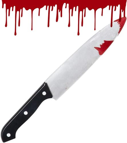Halloween Bloodied Fake Knife Fancy Dress Accessory Prop Bloody Knife Age 14+ 30cm Plastic Weapon Toy Pretend Cosplay Party Costume