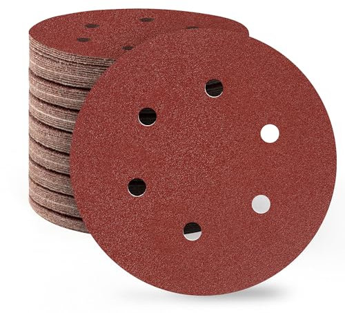 SATC 150mm Sanding Discs 80PCS 80 Grit 6 Holes Orbital Sander Discs Hook and Loop Sanding Pads for Random Orbital Sander