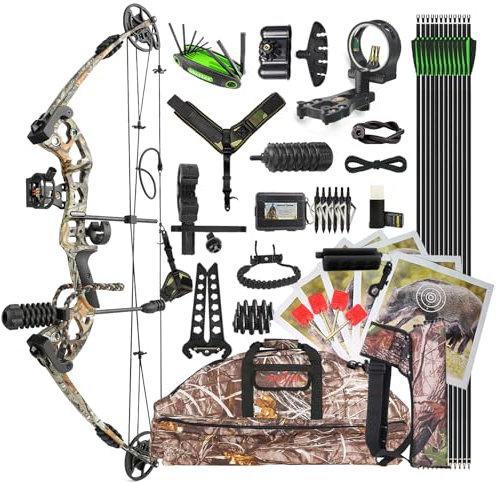 surwolf Compoundbogen Set 30~55LBS Einstellbare,Jagd Compound Bogen und Pfeil Set Jagdbogen für Erwachsene Jugend Angeln Jagd, Zielschießen,Rechts&Links (camo, Rechts)