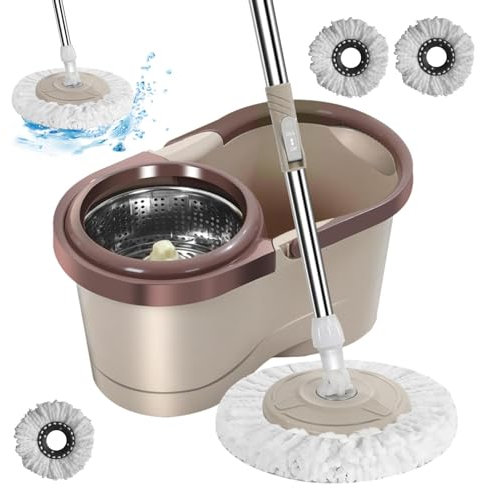 turrbo Trapeador De Microfibra, Trapeador De Microfibra con Balde, Trapeador Y Balde De Escurrido Automático Que Ahorra Mano De Obra para Sala De Estar, Cocina, Balcón, Sala De Estudio