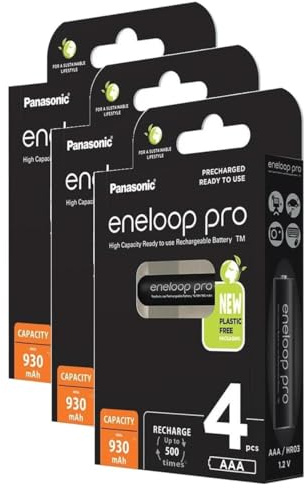 Eneloop Pro Pack of 3 x 4 Rechargeable Micro 930mAh AAA Ni-MH Batteries