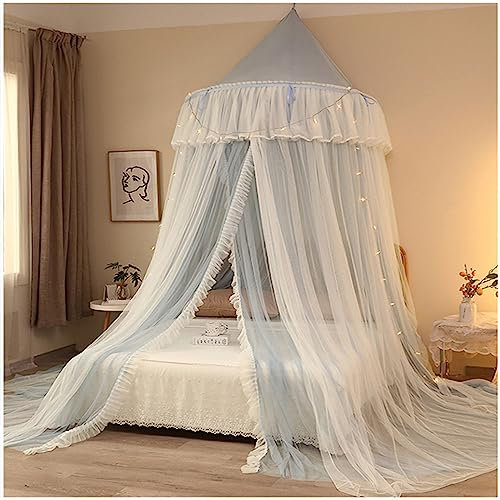 Walkervo Moskitonetz Für Bett Kuppel Großes Moskitonetz Mückennetz Für Bett Für Einzelbett & Doppelbett Mit Lichtern Dekoratives Prinzessin Zelt Kinderzimmer Hängevorhang Und Leseecke, Grey