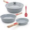 Aikenbbkk Set di Padelle in Ceramica 5 Pezzi, Padella con Coperchio 20/24/28 cm Padella con Rivestimento Antiaderente in Ceramica con Manico Rimovibile, Lavabile in Forno e in Lavastoviglie- Blu