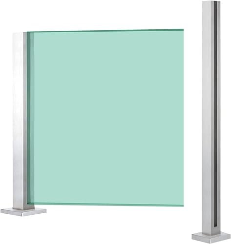 Geländer Glas Balkongeländer Geländerpfosten 65cm - 105cm Edelstahl Quadratisch Glasgeländer Langlebige Glasgeländerklemme Für Balkonterrasse Außenpool Terrassen(Color:End Post,Size:65cm)