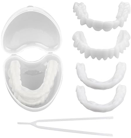 Frenzify 2 Paar Silikagel Zahnprothese Oberkiefer Und Unterkiefer Provisorischer Zahnverblendung, Zahnersatz Zum Aufstecken Reparieren Schnell Zähne, Sofort EIN Perfekt Lächeln
