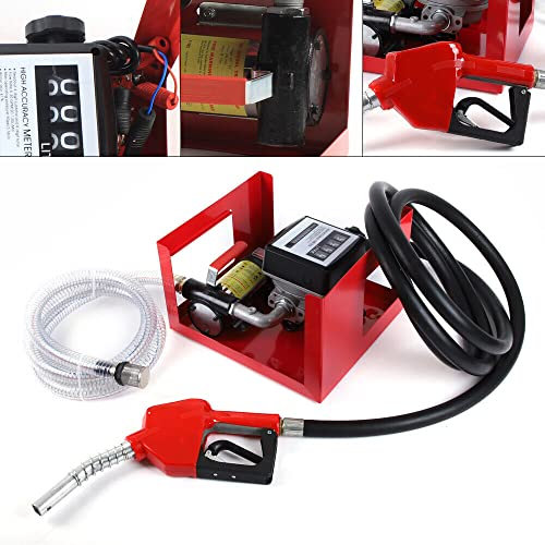 WooDerson Kraftstoffpumpe Selbstansaugend 12V 150W Dieselpumpe Elektrisch 40L/Min Ölpumpe Heizölpumpe Mit Zapfpistole, Geräuschpegel<70 db, Max Aufzug 7m, Gummi-Ölschlauch