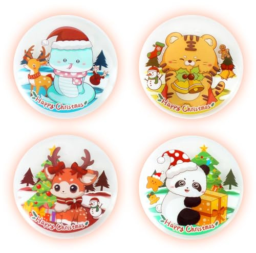 4 Stück Handwärmer, Taschenwärmer mit weihnachtlichem Thema | Wiederverwendbare Fingerwärmer,Wärmekissen für Warme Finger im Winter, Taschenwärmer Kinder Erwachsene