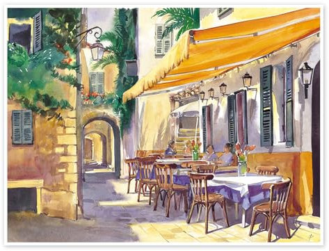 Café in der Provence Poster von Paul Simmons 120 x 90 cm Wandbilder Wanddeko