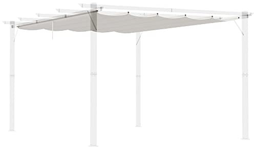 Outsunny Toile d'ombrage rétractable pour pergola, auvent de rechange pour pergola de 4 x 3 m, toit rétractable blanc crème