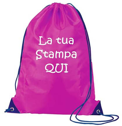 pubblienne 100 Sacca Sportiva Personalizzata Uomo Donna - Borsa Ginnastica Personallizzabile con Stampa Monocolore - Ideale per Palestra Zaino Spiaggia Sacche per Scarpa Calcio Basket (100, Fucsia)