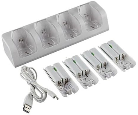 Mipcase Rechargeable Battery Charger 4 Slots White Blue Light Smart Battery Adapter Portable Charging Station