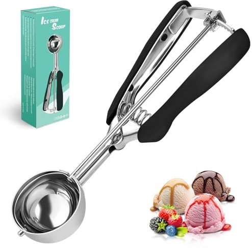 SPEENSUN Eisportionierer aus 304 Edelstahl mit Auslöser (23x5cm),eislöffel portionierer Poliert,Robust&Leicht für Eiscreme, Melonenkugeln,Kartoffelpüree,Teig,Kuchen,Spülmaschinenfest(schwarz)