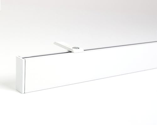 Deco-Raum Gardinenstange auf Maß Innenlauf eckig Deckenbefestigung Deckenträger Vorhangstange Flächenvorhang Schiene Innenlaufstange für Vorhänge Weiß 390cm