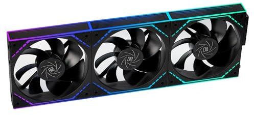 TL-M12QR X3 120mm Reverse Blade PC Fans, Daisy-Chain Connection | 1500RPM | Silent Computer Case Fans with ARGB Infinite Mirrors on Both Sides(Black-3Pack)