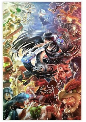 Bayonetta-Poster Super Smash Bros auf Leinwand, Wandkunst, Dekordruck, Bild Gemälde für Wohnzimmer, Schlafzimmer, Dekoration, 30 x 45 cm