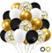 50 Stück Luftballons Gold Schwarz,Metallic Gold Weiß Schwarz und Konfetti Luftballons,Helium Luftballons,12 Zoll Ballons,für Geburtstag Party, Abschlussfeier, Jubiläum,Baby Shower,Hochzeit,Party Deko