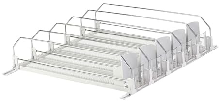 Drink Organizer for Fridge Waterproof for Garage Commodity Shelves Household 5 Row White