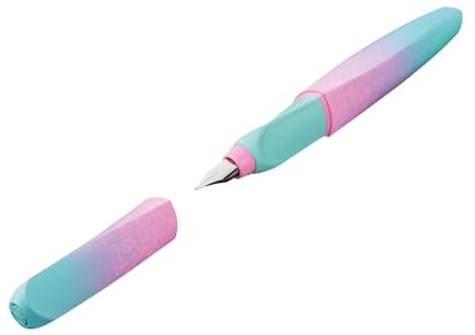 Pelikan Twist Color Edition Füllhalter, Edelstahl-Feder in Strichbreite M inkl. Tintenpatrone, mint/rose