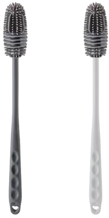 2 Bottle Cleaner Brushes with Soft Bristles – Grey Scrubber for Glassy | For Deep Cleaning Narrow Containers, Ideal For Baby Bottles, Thermoses, And Glassware, Lightweight With Soft Non-Scratch