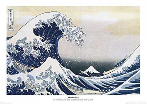 1art1 Katsushika Hokusai Poster Die Große Welle Vor Kanagawa Plakat | Bild 91x61 cm