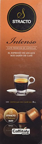 Stracto - Cápsulas De Café Stracto Intenso. Café De Tueste Natural 100% Arábica. Origen Uganda, Brasil, Colombia Y Nicaragua. Dulces Aromas. Ligeras Notas Afrutadas. Gran Cuerpo. Sistema Caffitaly. 10 Cápsulas.
