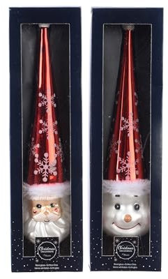 Baumspitze Weihnachtsmann, 7,5 x 17 cm, weiß/rot