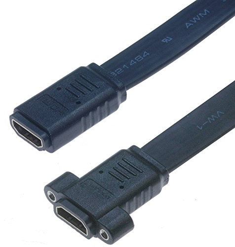 Lyndahl HDMI 1.4 Flachkabel Adapterkabel für Einbau Frontplattenmontage, HDMI A auf A, Schwarz, 0,2 m