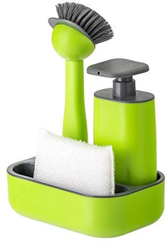 Vigar Set Fregadero con Dosificador de Jabón, ABS, Verde, 19x13x26.5 cm