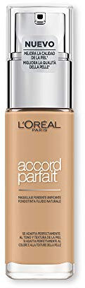 L'Oréal Paris Makeup Fondotinta Accord Parfait, Effetto Naturale, Arricchito con Acido Ialuronico, 3.D/3.W Beige Doré/Golden Beige, 30 ml