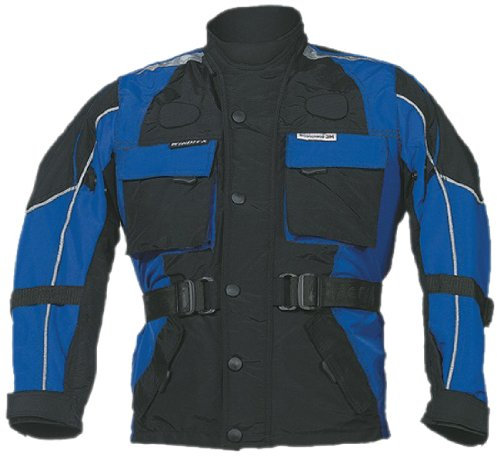 Roleff Racewear Blouson Moto pour Enfants, Noir/Bleu, M/140