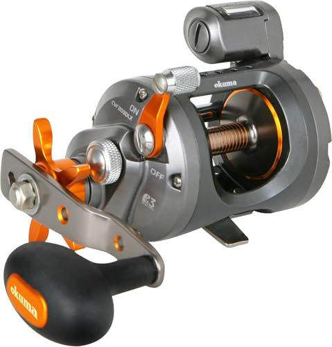 Okuma Fishing Tackle CW-203D Kaltwasser-Linecounter Schlepprolle, silberfarben