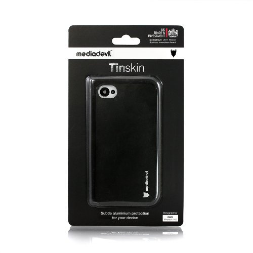 MediaDevil iPhone 4/4S Case (Black) - Tinskin Aluminium Metal Back Cover Case