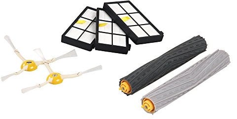 iRobot Accessoire Officiel - Kit d'entretien pour Roomba de série 800 et 900-2 brosses latérales - 3 filtres Haute efficacité - Une Paire de brosses en Silicone Anti-emmêlement