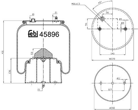 febi bilstein 45896 Air Spring with steel piston, pack of one