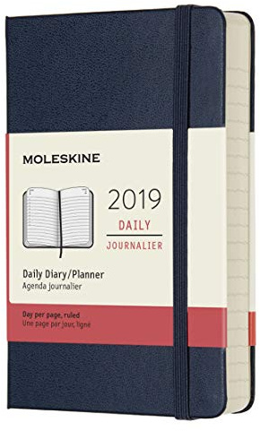 Moleskine Tageskalender, Taschenkalender, 12 Monate, 2019, Pocket, A6, Hard Cover, Saphir