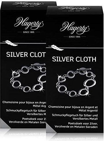 Hagerty Silver Cloth Lot de 2 chiffons de nettoyage pour bijoux en argent 36 x 30 cm