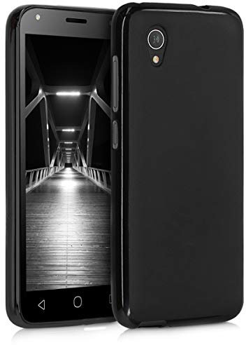 kwmobile Funda para Alcatel 1 (5.0) Carcasa - Ultrafina de TPU y Silicona con Bordes elevados anticaídas - Negro Mate