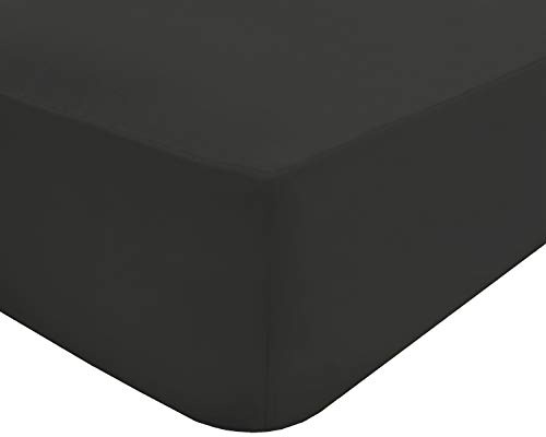 Sleepdown Extra Deep Fitted Sheet Poly Cotton, Black, King