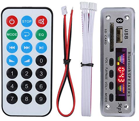Kabellose Bluetooth-MP3-/WMA-/APE-FLAAC-Decoder-Platine, 4 Farben, Auto-Audio, FM-Radio-Modul mit Fernbedienung, unterstützt AUX/FM/USB/SD, unterstützt Freisprechfunktion (Silber)