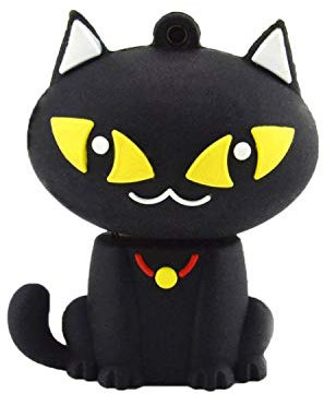 Cle USB 64 Go Clef USB 2.0 Fantaisie Clé USB Chat Flash Drive Originale Mémoire U Disque Cartoon Mignon Animal Bon Cadeau pour Enfants Amis (64GO, Noir)