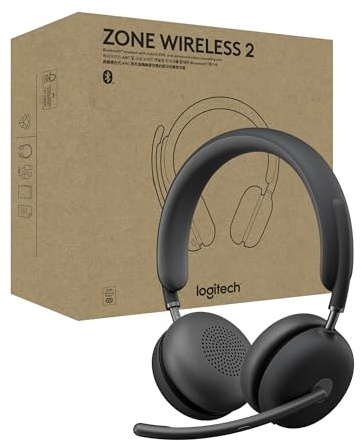 Logitech Zone Wireless 2 Premium Noise Cancelling Headset with Hybrid ANC, Certified for Microsoft Teams over Native Bluetooth and Fast Pair, Engineered for Intel Evo laptops - Graphite