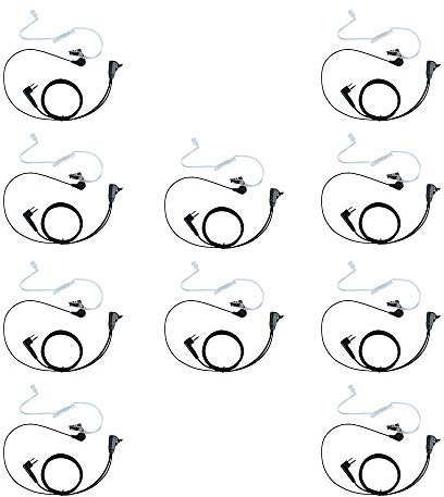 Klykon 2 Pin Covert Acoustic Tube Earpiece Headsets with Microphone PTT for Motorola cls1110 cp200 cls1410 cp185 cp200d rdm2070d walkie Talkie 2 Way Radio (10 Packs)